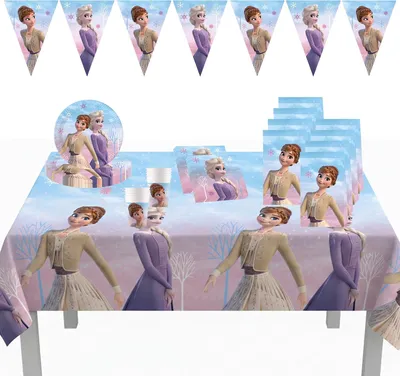 Produktbild von Frozen-Geburtstagsdekoration, 46-teilig, Dekoration für Kindergeburtstage