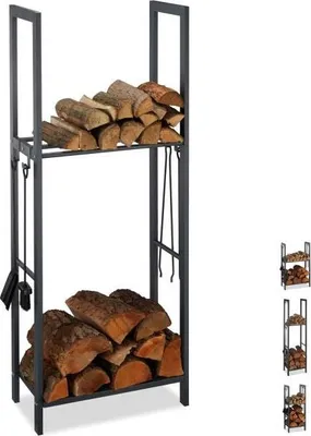 Produktbild von Brennholzregal Holzständer mit 2 Regalen, Länge 156cm, Breite 33.5cm, Höhe 9.8cm
