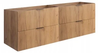 Zdjęcie produktu dla Szafka Łazienkowa Wisząca Pod Umywalkę 160X46 Cm Flisan Dąb Fronty Mdf
