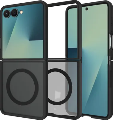 Image de Cazy Coque compatible avec Samsung Galaxy Z Flip7 Coque compatible avec MagSafe – Military Grade Backcover – Noir
