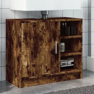 Produktbild von "2026 Promotion" Waschbeckenschrank Räuchereiche - Badezimmerschrank - 63x29x55 cm - Holzwerkstoff - Badezimmer CC30554
