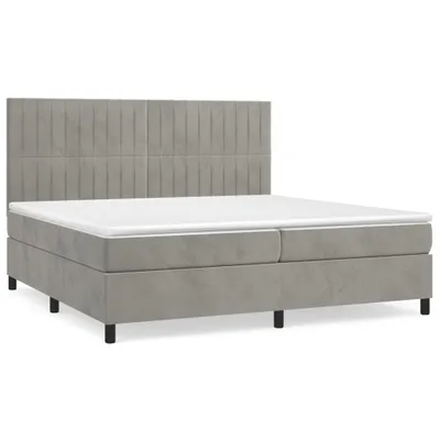 Imagen del producto de Cama con somier y colchón de la marca vidaXL, color gris claro, dimensiones 200x200 cm, tapizada en terciopelo