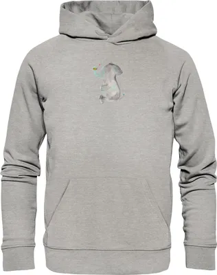 Produktbild von Mr. & Mrs. Panda Sweathoodie Elefant Biene Größe XS - Heather Grey - Geschenk, Liebesspruch, Hoodie mit Print, Gute Laune, Liebe, Sweatshirt, Fleece, Jahrestag, Pullover