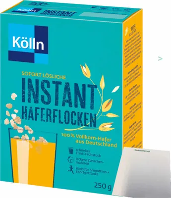 Produktbild von Kölln Instant Hafer-Flocken 100% Vollkorn (250g Packung) + usy Block