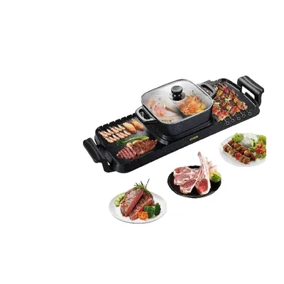 Obrázek produktu pro Elektrická grilovací pánev Gril Hot Pot, 2400 W Dvojitá regulace teploty, nepřilnavý design pro 1-8 osob ,