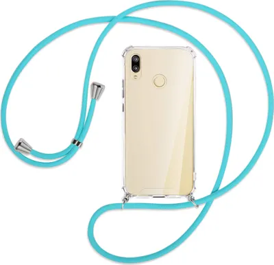 Produktbild von Handykette Backcover-Schutzhülle mit Band (Metall silberfarben) für Huawei P20 lite - türkis