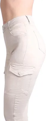 Produktbild von topschuhe24 2852 Damen Cargohose High Waist , Farbe:Beige, Größe:38 EU