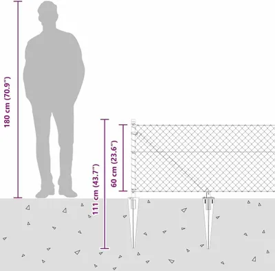 Produktbild von Zaunpfosten aus Silber 25 x 0,6 m (40 x 40 mm Maschen) aus Stahl für Garten und Terrasse