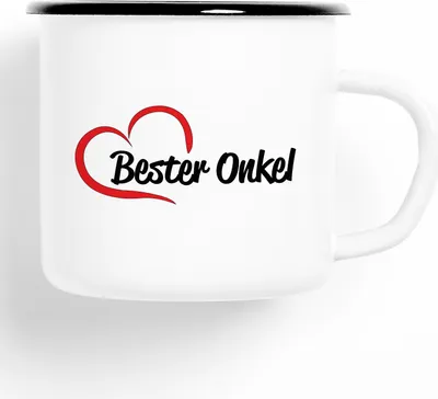 Produktbild von Huuraa Emaille Tasse Bester Onkel Geschenk Kaffeebecher Vintage 300ml Bester Onkel Präsent