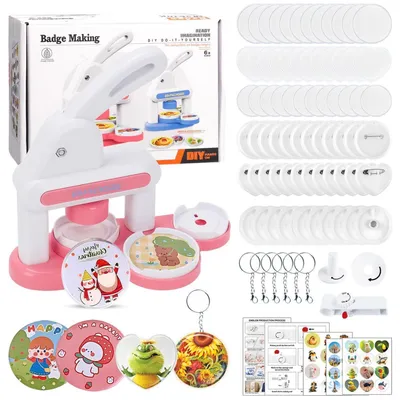 Produktbild von Buttonmaschine 35+55 mm DIY Bastelset für Kinder Rosa