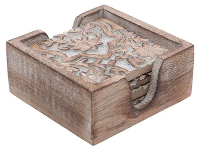 Produktbild von Untersetzer aus Mango-Holz, 12x12x5 cm