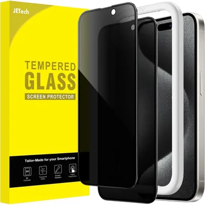 Image de Film de protection d'écran pour iPhone 15 Pro, 6,1 pouces, protection anti-regard, verre trempé, bordure noire, compatible avec les coques, lot de 2