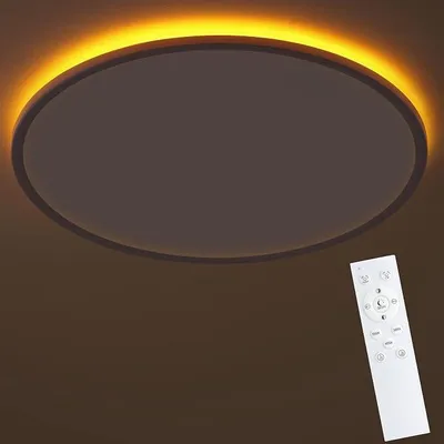 Obrázek produktu pro LED stropní svítidlo, ploché, stmívatelné, průměr 59 cm, 50 W, s nočním světlem 1800 K. Stmívatelné stropní lampa s kruhovým designem, 3000K-6500K, s dálkovým ovládáním, vhodná do obývacího pokoje, ložnice, dětského pokoje nebo kanceláře, bílá barva