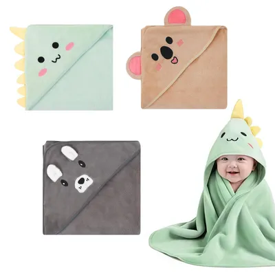 Produktbild von 3 Stück Baby Haar Handtücher 80x80cm - Weiche Badetücher für Kleinkinder und Neugeborene