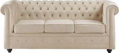 Produktbild von Sofa mit Schlaffunktion 3-Sitzer - Samt - Beige -CHESTERFIELD