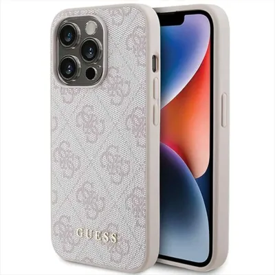 Produktbild von Guess 4G Metal Gold Logo Hülle für iPhone 15 Pro  Rosa Handyhülle