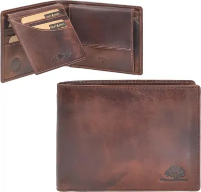 Zdjęcie produktu dla Greenburry Wytrzymały portfel skórzany 12x9 cm brązowy