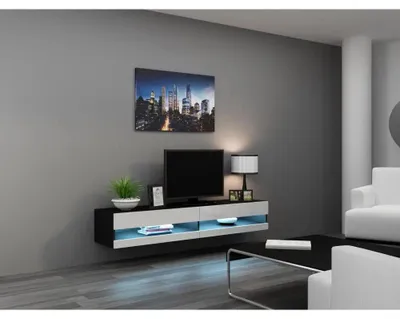 Produktbild von Cama RTVVIGO180N c/b, Schwarz, Partikelbord, Schwarz, Partikelbord, 2 Regale, Laminat