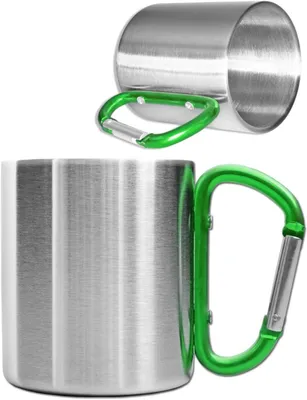 Produktbild von Campingbecher doppelwandig, 250 ml, Edelstahl, mit Karabiner, für