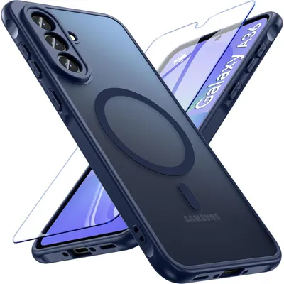 Productafbeelding van Beschermhoes voor de Samsung Galaxy A36, gemaakt van gehard glas, schokbestendig, transparant mat, blauw