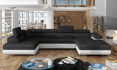 Produktbild von NABBI Ecksofa U mit Zerlegung Rossano U L - Schwarz-Weiss