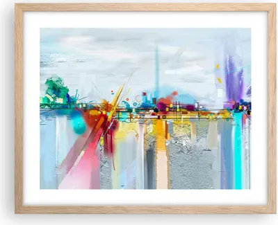 Produktbild von Gerahmtes Poster - Rahmen in heller Eiche - Abstraktion modern - 50x40 cm - Wand Bild - Wanddeko - Wandbilder - Wandposter - Bilderrahmen - Bilder - Kunstdruck - Wandbild - P2NAA50x40-4028