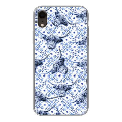 Produktbild von MuchoWow® Handyhülle Schutzhülle Hülle für iPhone XR Delfter Blau - Tiere - Schottischer Highlander Silikon Softcase Handy Hülle - Schutzdeckel