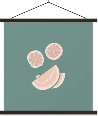 Produktbild von MuchoWow® Textilposter Sommer - Obst - Rosa 120x120 cm mit schwarzem Rahmen - Aufhängungsset