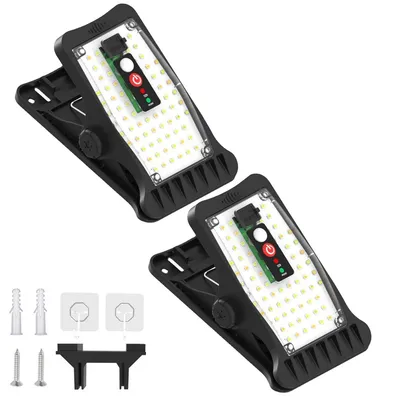 Produktbild von 2 Stück Solarlampen Außen, Clip-on Solarleuchten mit Bewegungsmelder, 70 LEDs, 3 Farbtemperaturen, Garten, Zaun & Dachrinnen