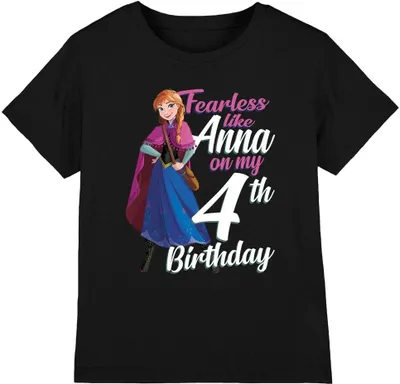 Productafbeelding van Frozen - T-shirt "Moedig zoals Anna" voor kinderen - 4e verjaardag, model TV4944 (maat 116) (zwart)