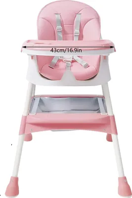 Image de Chaise haute pour bébé, assise rembourrée, dispositifs de sécurité améliorés, rose