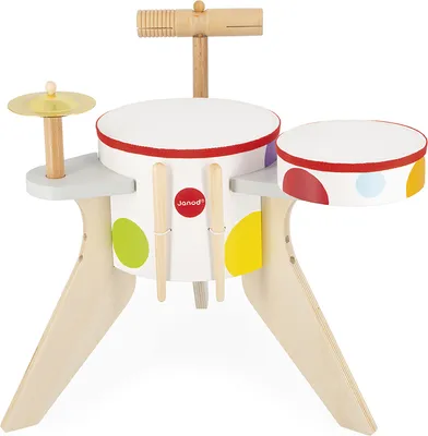 Immagine prodotto di Batteria Janod Confetti - strumento musicale per bambini - giocattolo colorato