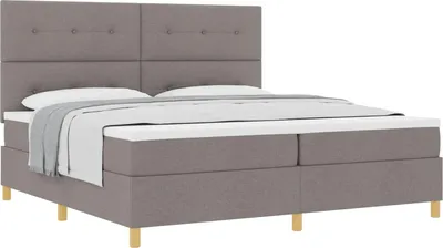 Zdjęcie produktu dla Łóżko sprężynowe Z zagłówkiem Ciemnoszary 200 x 200 cm tkanina