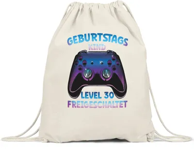 Produktbild von Geburtstagskind Level 30 Freigeschaltet Turnbeutel Gymsack  Happy Birthday Geburtstag Alles Gute Controller Konsole Game Spiel