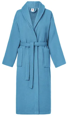 Image de Peignoir en éponge pour femme Ladeheid, 100 % coton piqué gaufré LA40-227 (Jeans (D03), S)