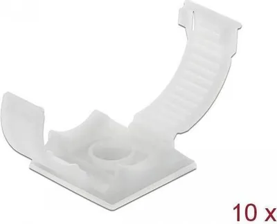 Productafbeelding van DELOCK Kabelklem met borgclip, zelfklevend, schroefbaar, naturel, 10 stuks, verpakking van 10