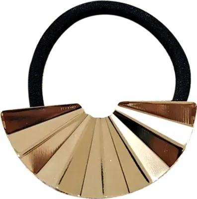 Produktbild von Haargummi mit goldenem Fächer-Design im Nebelschimmer