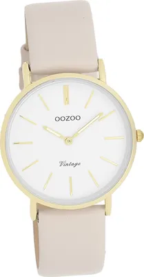 Produktbild von Oozoo Leder Damen-Herren Uhr Analog Quarzuhr Armband beige Vintage Series D2UOC20393