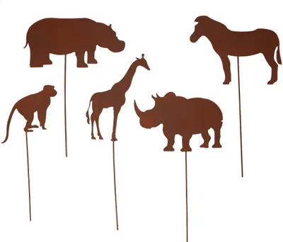 Produktbild von UNUS Deko Gartenstecker Tiere 5er Set aus Afrika Rostoptik Roststecker
