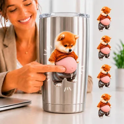 Produktbild von Laptopsticker 3D Shiba Inu, 4 Blätter, Stressabbau, für den Alltag