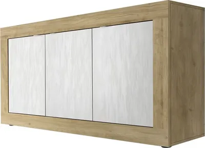 Productafbeelding van Buffet 3 deuren collectie ACCESS. Kleur wit en licht eiken