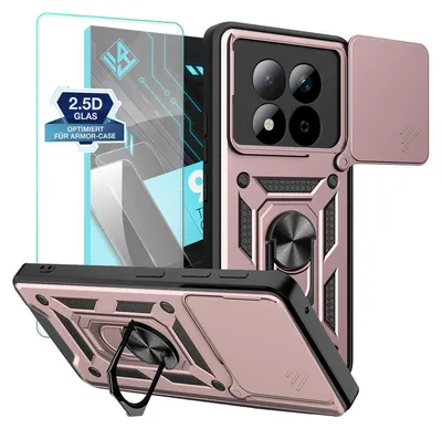 Produktbild von Armor Handyhülle für Xiaomi Redmi Note 15 Pro 5G mit 9H Displayglas Displayschutz Kameraschutz Handy Panzer Case Cover Schutzhülle Outdoor Farbe: Rosegold
