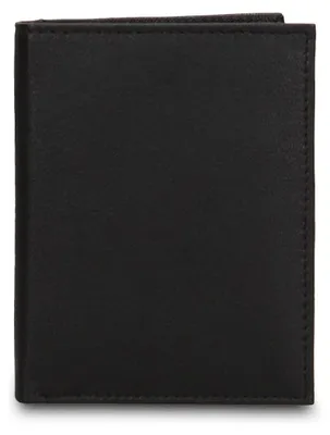 Imagen del producto de Cartera de cuero genuino, negra, delgada y compacta, de 8x10 cm