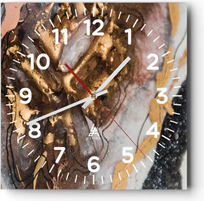 Produktbild von Wanduhr - Quadrat - Glasuhr - Abstraktion Marmor Textur - 30x30cm - Schleichendes Uhrwerk - Lautlos - zum Aufhängen bereit - Dekoration Modern - Wanddekoration aus Glas - C4AC30x30-4549