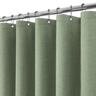 Image de Rideau de douche imperméable avec texture lin, dimensions 152 x 182 cm