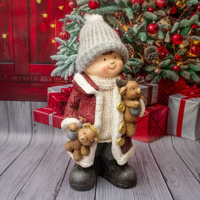 Zdjęcie produktu dla Figurka dekoracyjna chłopiec z misiami 42 cm Solis Decor