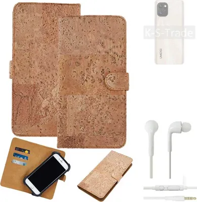 Produktbild von K-S-Trade Hülle kompatibel mit UMIDIGI Power 7 + in ear Kopfhörer Kork Handyhülle Cover  Schutzhülle TPU Case Bumper in Hellbraun, (1x)