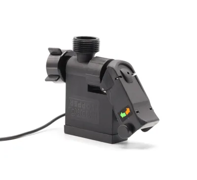 A black electronic water stop device is shown against a white background.