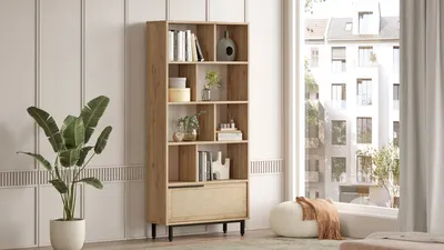 Produktbild von Skye Decor, On4-Su, Bücherregal, Nussbaum, 100 % MELAMINBESCHICHTETE SPANPLATTEN, 83,9 x 29,5 x 175,6 cm