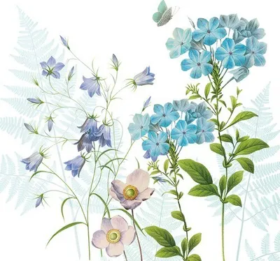 Obrázek produktu pro 20 ubrousků Blue Harmony - Rostoucí, jemné květy 33x33cm